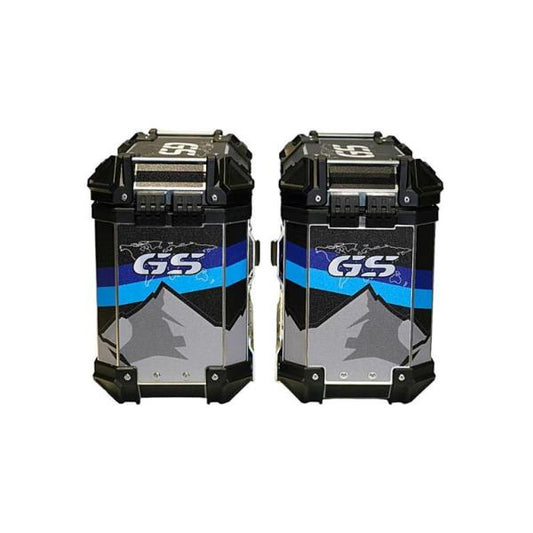 LGP-Premium Aluminium Graphics 38L Panniers(Red/Black/Grey)