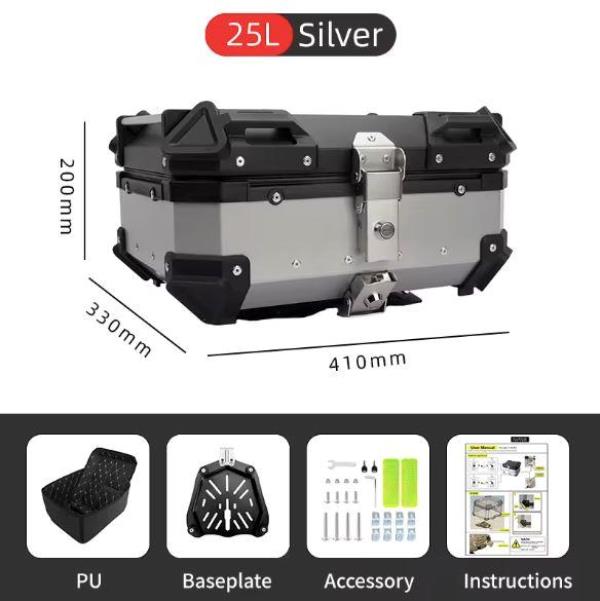 LGP 25 Litres Aluminium Top Box With Graphics Universal 2.0 ( Fits All Motorcycles )-ACS11900 LGP