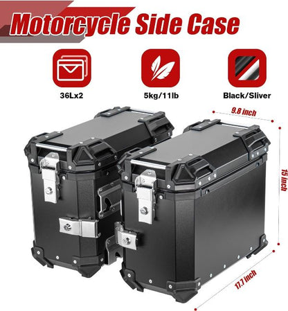 LGP Aluminium Touring Panniers 38L with brackets Set of 2-Black-LGP11256 LGP