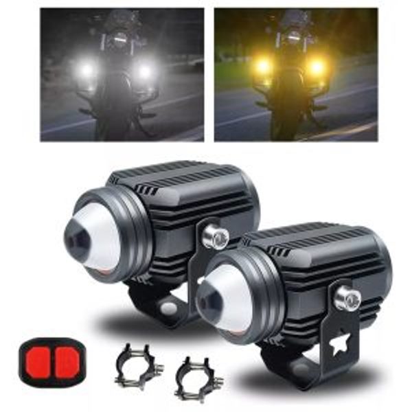LGP Dk16 Auxiliary Lights With Wireless Spotlight Switch Harness And Clamps 45w ( 12v-30v) Compatible For All Motorcycles And Cars-AUX11203 LGP