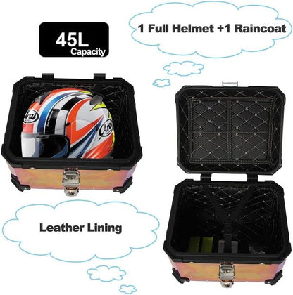 LGP Rainbow Large Capacity Aluminium Top Box 45 Ltrs (fits All Motorcycle) – Color Plating Premium Top Box-LGP11213 LGP