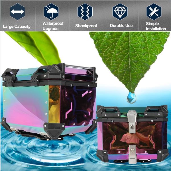 LGP Rainbow Large Capacity Aluminium Top Box 45 Ltrs (fits All Motorcycle) – Color Plating Premium Top Box-LGP11213 LGP