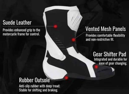 Mocha Knight Professional Racing Boots - Black White Red Mocha Knight