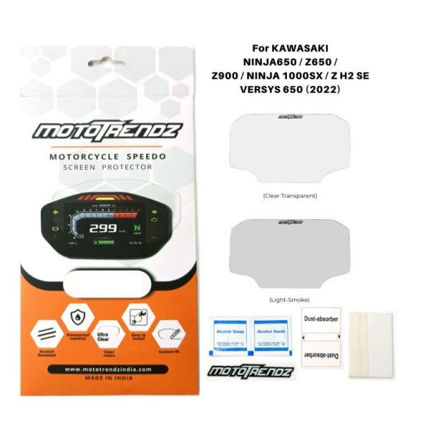 Mototrendz-Motorcycle Speedo Screen Protector – Kawasaki Ninja 650 / Z650 / Z900 / Ninja1000SX / ZH2SE / Versys 650 (2022) Mototrendz