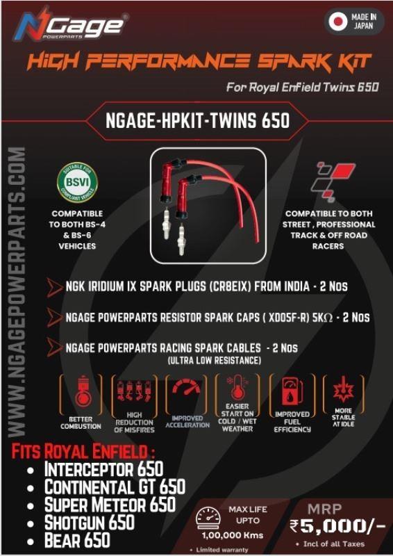 N-Gage Powerparts Spark Plug Kit for Royal Enfield Interceptor 650 / GT 650 / Super Meteor 650 N-Gage Powerparts