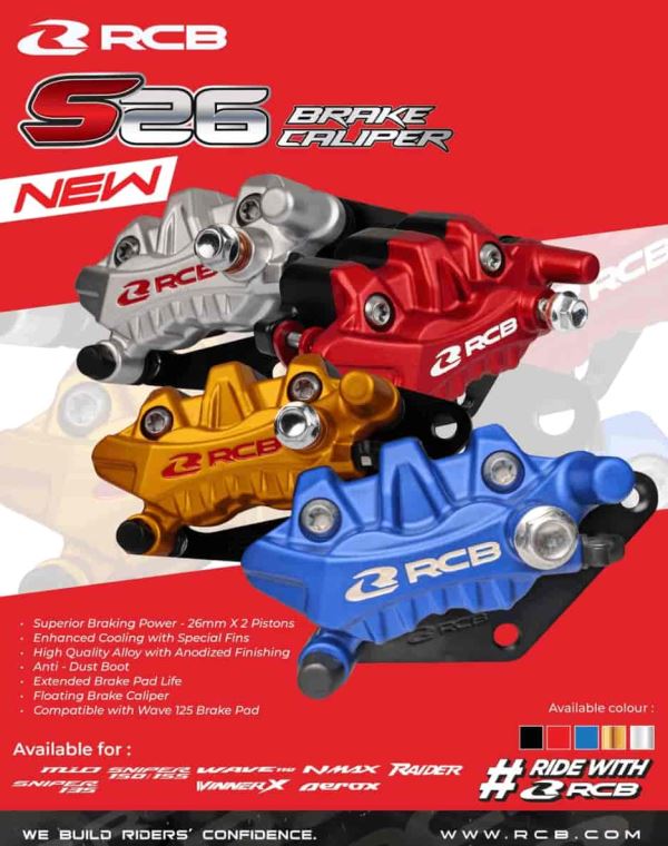 RCB-Brake Caliper S-26 Series For Yamaha Aerox R15-01BC096 (Black) RCB