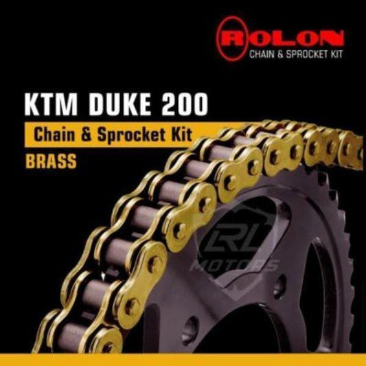 Rolon Brass Plated Chain Sprocket Kit For KTM Duke RC 200 HPXRC267 Rolon Chain Sprockets