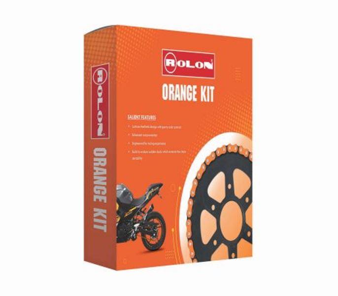 Rolon Orange Chain and Sprocket kit for PULSAR NS 200 NEW – KIT HPORO 376 Rolon Chain Sprockets