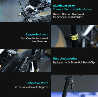 SMNU OEM Adjustable Strong Stability Bike Selfie Stick Long Selfie Stick Holder for Motorcycle (WITH ANTI THEFT LOCK) Imported