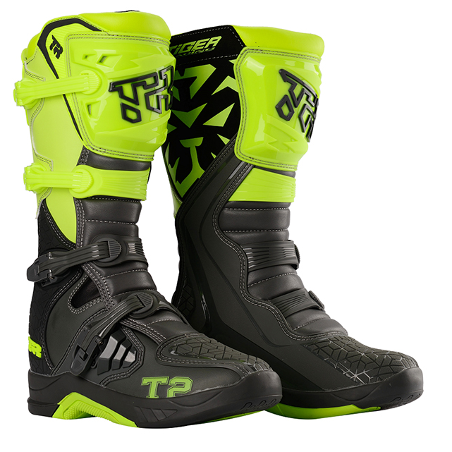 Tiger Racing-MTR T2 Motocross Offroad Boots (Black Green) Tiger Racing