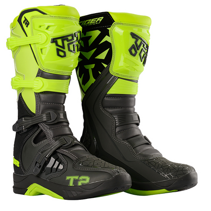 Tiger Racing-MTR T2 Motocross Offroad Boots (Black Green) Tiger Racing