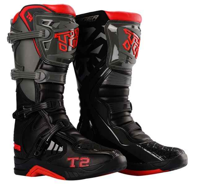 Tiger Racing-MTR T2 Motocross Offroad Boots (Grey Red) Tiger Racing