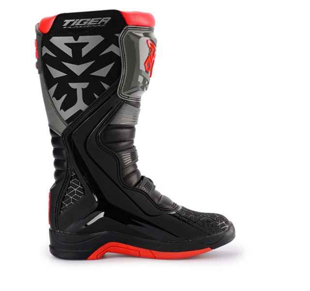 Tiger Racing-MTR T2 Motocross Offroad Boots (Grey Red) Tiger Racing