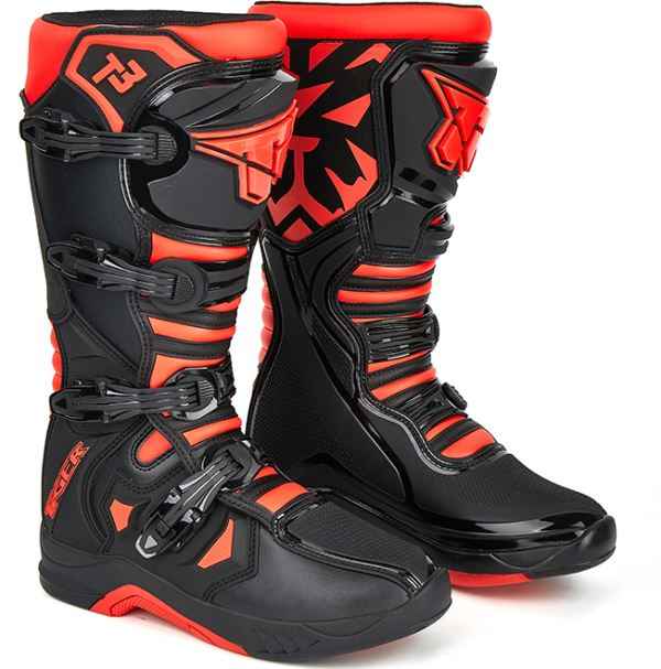 Tiger Racing-MTR T3 Motocross Boots (Black Red) Tiger Racing