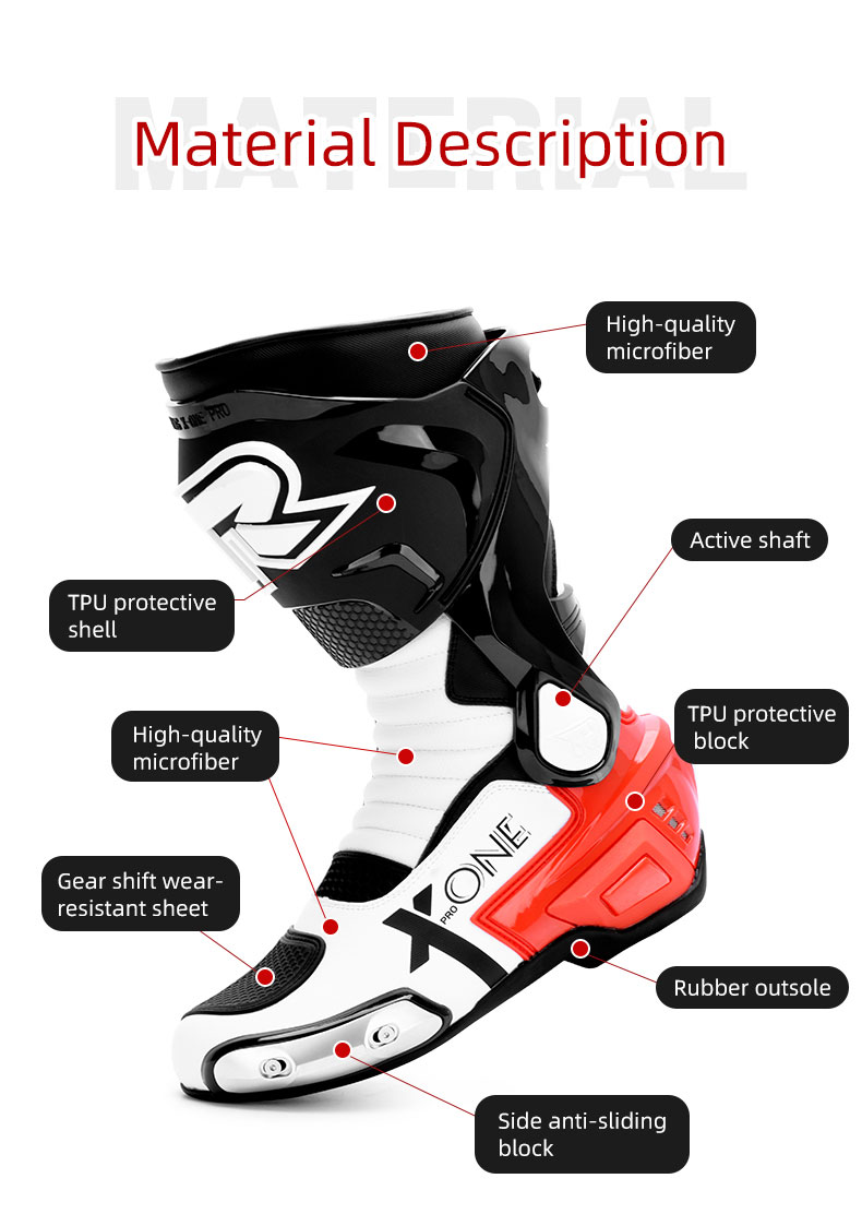 Tiger Racing X One Pro Boots - Red White Tiger Racing