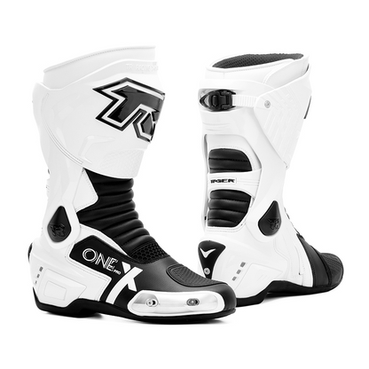 Tiger Racing X One Pro Boots - White Black Tiger Racing