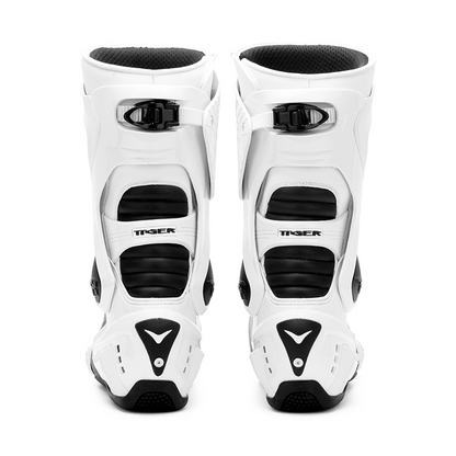 Tiger Racing X One Pro Boots - White Black Tiger Racing