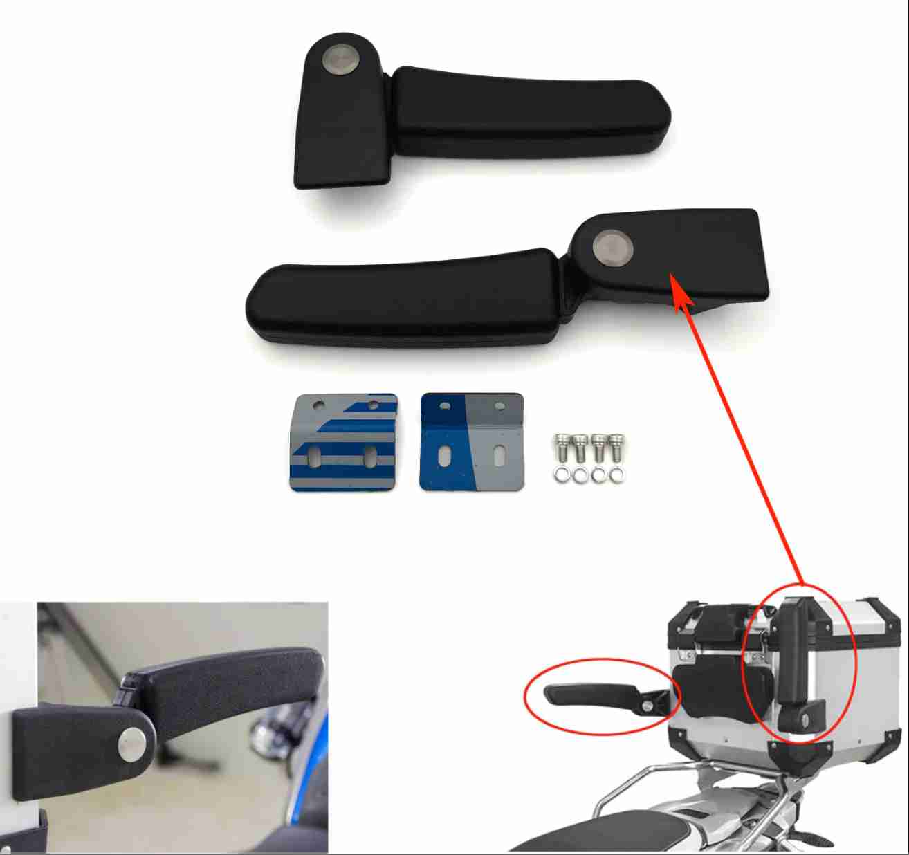 Passenger Armrest for Aluminium Top Box Imported